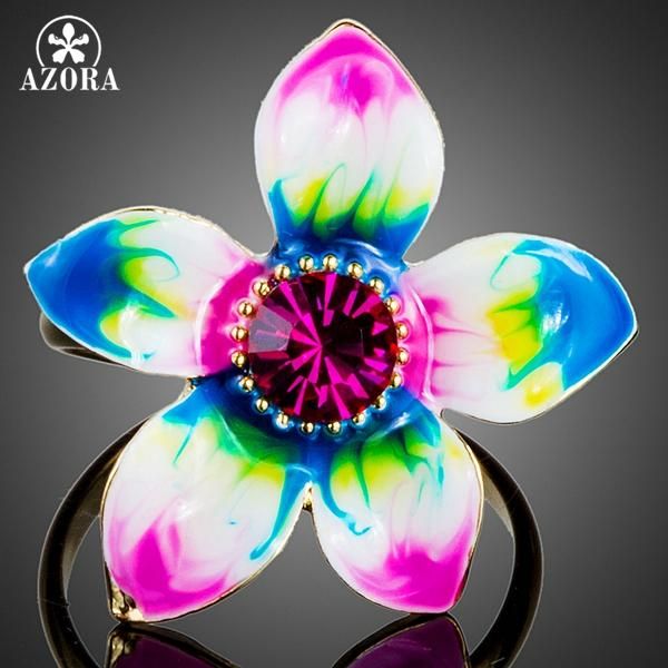 azora enchanting multicolour flower gold color stellux austrian crystal oil painting pattern adjustable size ring tr0146, Golden;silver
azora enchanting multicolour flower gold color stellux austrian crystal oil painting pattern adjustable size ring tr0146, Golden;silver
