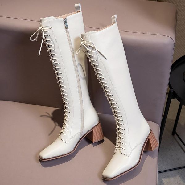 classic design knee high boots 2020 autumn winter genuine leather shoes for women cross tied night club ladies boots, Black
classic design knee high boots 2020 autumn winter genuine leather shoes for women cross tied night club ladies boots, Black