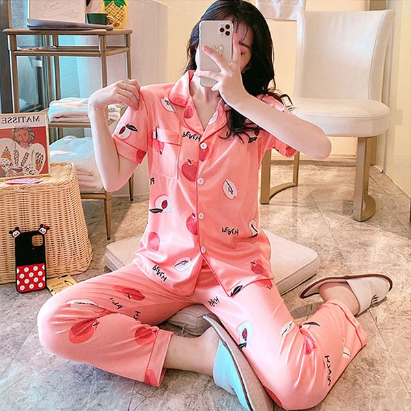 autumn new ladies pajamas floral printed milk silk fresh style sleepwear set women turn-down collar female casual homewear
autumn new ladies pajamas floral printed milk silk fresh style sleepwear set women turn-down collar female casual homewear