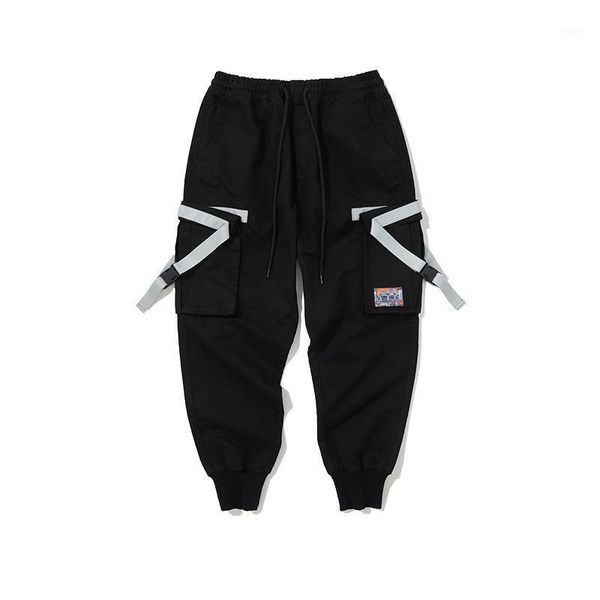inf men's |2020 spring/summer new functional ribbon stitching multiple bags popular logo men's elastic waist strap overalls1, Black 
inf men's |2020 spring/summer new functional ribbon stitching multiple bags popular logo men's elastic waist strap overalls1, Black