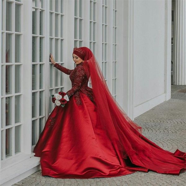 luxury red dubai arabic muslim plus size ball gown wedding dresses long sleeves beads lace appliqued wedding bridal gowns robe de 267r, White
luxury red dubai arabic muslim plus size ball gown wedding dresses long sleeves beads lace appliqued wedding bridal gowns robe de 267r, White