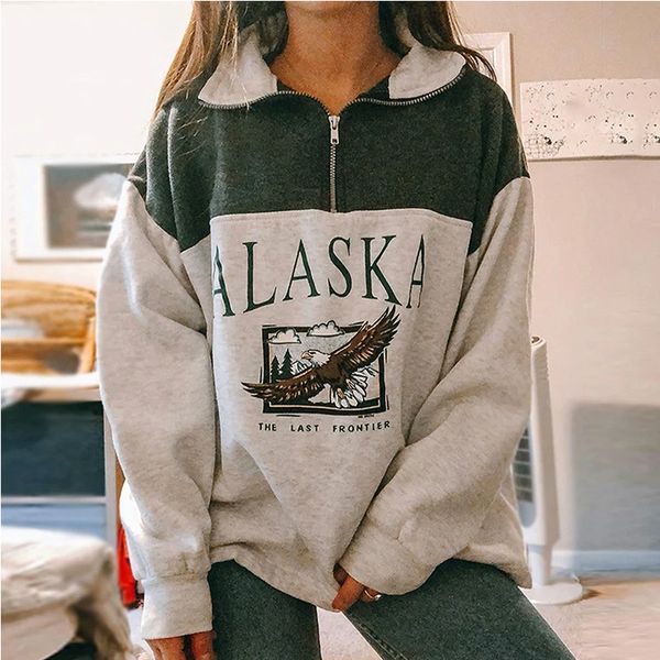 fashion women's cotton stand collar half zipper letter printing long sleeve sweatshirts vintage grey casual loose sweatshirt, Black
fashion women's cotton stand collar half zipper letter printing long sleeve sweatshirts vintage grey casual loose sweatshirt, Black