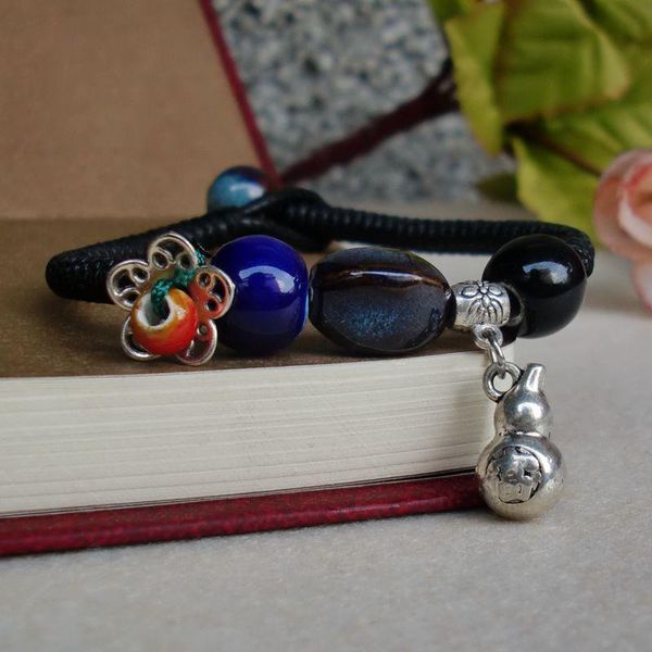 fashion vintage ethnic style hand-knitted jewelry personality girl women's kiln ceramic beaded alloy gourd pendant bracelet, Golden;silver
fashion vintage ethnic style hand-knitted jewelry personality girl women's kiln ceramic beaded alloy gourd pendant bracelet, Golden;silver