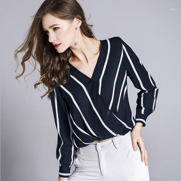 2020 spring women's shirt silk blouse women stripe print loose v-neck blouses office lady blusa women shirts chemise femme1, White
2020 spring women's shirt silk blouse women stripe print loose v-neck blouses office lady blusa women shirts chemise femme1, White
