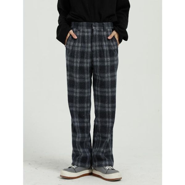 men's pants plaid straight suit pant male streetwear hip hop korea style retro fashion vintage trousers, Black
men's pants plaid straight suit pant male streetwear hip hop korea style retro fashion vintage trousers, Black