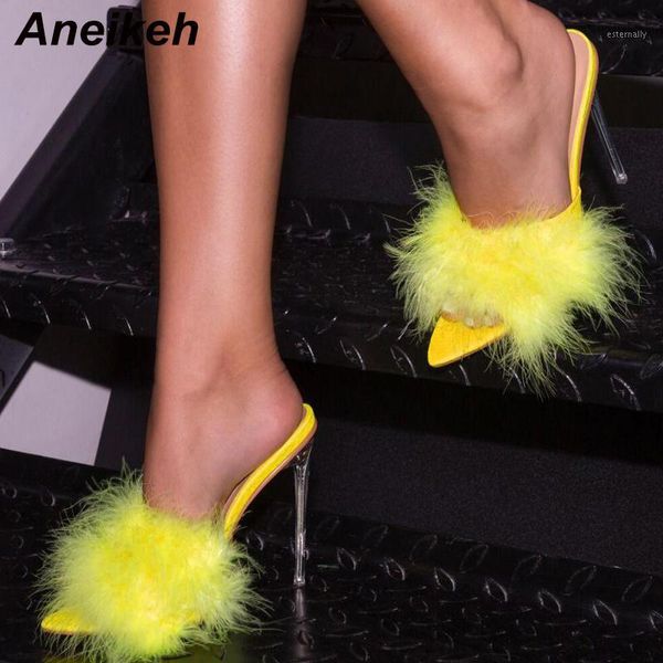 slippers aneikeh pvc fluffy terlik peep toe transparent high heel summer fashion slip on thin heels slides women mules1, Black
slippers aneikeh pvc fluffy terlik peep toe transparent high heel summer fashion slip on thin heels slides women mules1, Black