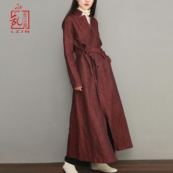 lzjn spring autumn maxi coat long women's slim trench coat with belt khaki & wine red vintage notched collar windbreaker outwear, Tan;black
lzjn spring autumn maxi coat long women's slim trench coat with belt khaki & wine red vintage notched collar windbreaker outwear, Tan;black