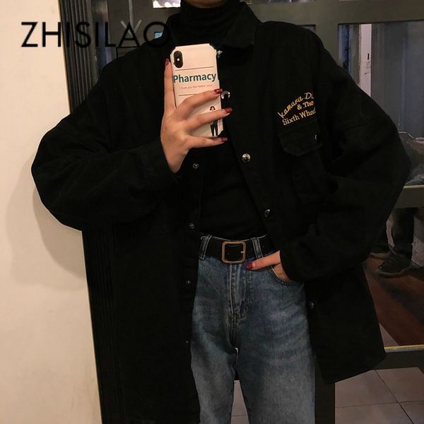women jacket coat chic black bomber jacket boyfriend loose vintage embroidery long jacket autumn spring chaqueta 201026, Black;brown
women jacket coat chic black bomber jacket boyfriend loose vintage embroidery long jacket autumn spring chaqueta 201026, Black;brown