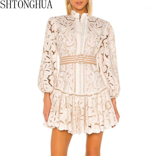 2020 runway designer women mini dress hollow out flower dress vintage lantern sleeve spring summer with belt1, Black;gray
2020 runway designer women mini dress hollow out flower dress vintage lantern sleeve spring summer with belt1, Black;gray