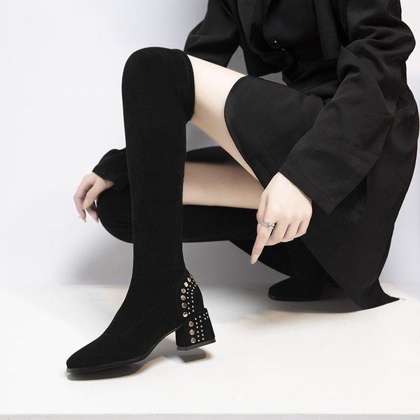 women's rubber boots round toe booties woman 2020 low heel female shoes thigh high heels high boots-women, Black
women's rubber boots round toe booties woman 2020 low heel female shoes thigh high heels high boots-women, Black