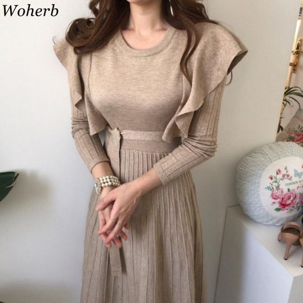 casual dresses woherb autumn winter long sleeve knitted sweater dress women elegant ruffle patch midi maxi bodycon solid belt vestidos, Black;gray
casual dresses woherb autumn winter long sleeve knitted sweater dress women elegant ruffle patch midi maxi bodycon solid belt vestidos, Black;gray