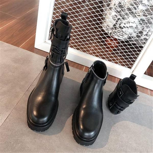 boots women ankle multi function genuine leather round toe female shoes buckle zipper decor flat1, Black
boots women ankle multi function genuine leather round toe female shoes buckle zipper decor flat1, Black