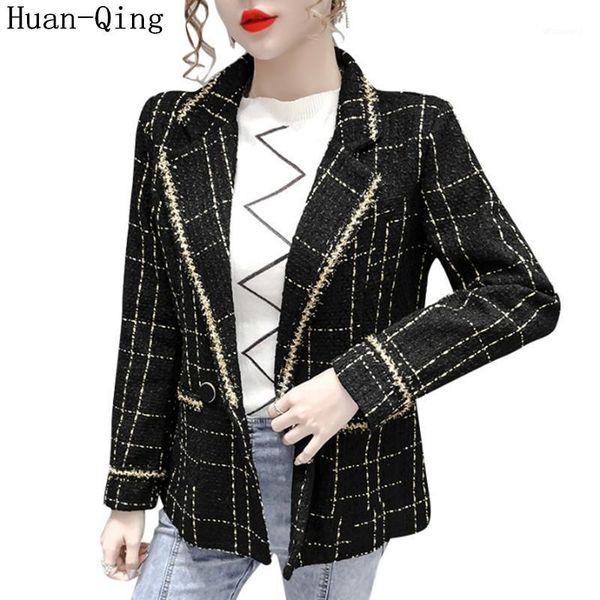 england style autumn tweed blazer jackets women's suit collar slim black white plaid blazers office lady woolen coats outerwear1, White;black
england style autumn tweed blazer jackets women's suit collar slim black white plaid blazers office lady woolen coats outerwear1, White;black