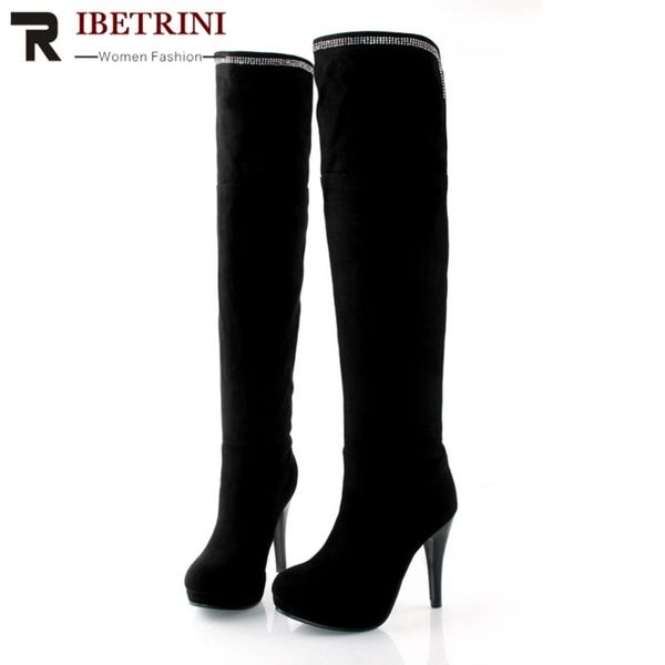 ribetrini brand new big size 43 classic platform high heels elastic knee high boots female stylish winter shoes boots women, Black
ribetrini brand new big size 43 classic platform high heels elastic knee high boots female stylish winter shoes boots women, Black