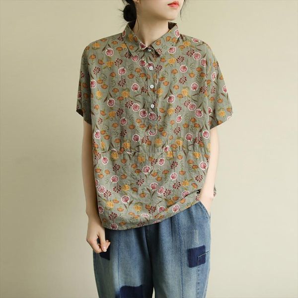 johnature women print flower shirts cotton vintage 2020 new spring loose women shourt sleeve 3 colors turn down collar, White
johnature women print flower shirts cotton vintage 2020 new spring loose women shourt sleeve 3 colors turn down collar, White
