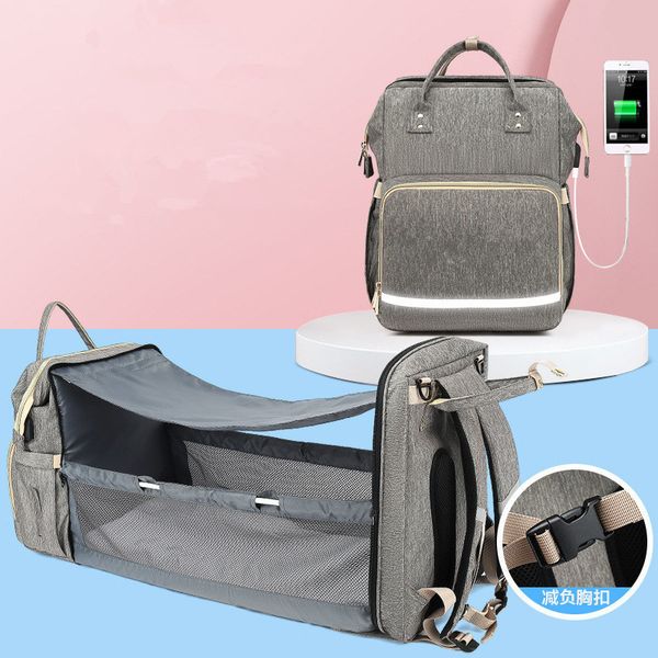1pcs portable diaper bag mummy backapack folding baby bassinet bed diaper changing pads for mom dad 32*23*42cm lj201013