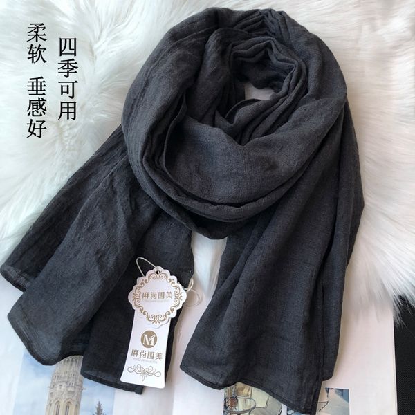 cotton hemp women spring and autumn winter thin korean version long versatile solid color new linen shawl scarves dark gray, Blue;gray 
cotton hemp women spring and autumn winter thin korean version long versatile solid color new linen shawl scarves dark gray, Blue;gray