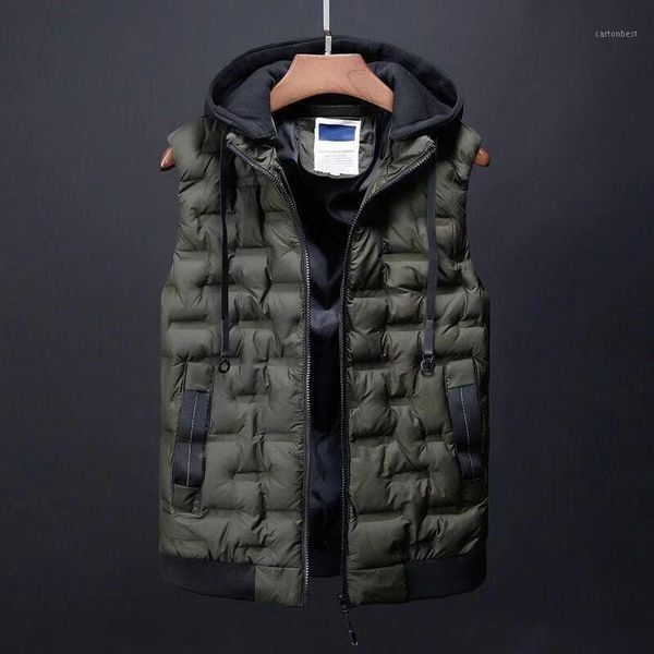 men's vests men spring and autumn vest down cotton coat detachable cap jacket ves1, Black;white
men's vests men spring and autumn vest down cotton coat detachable cap jacket ves1, Black;white