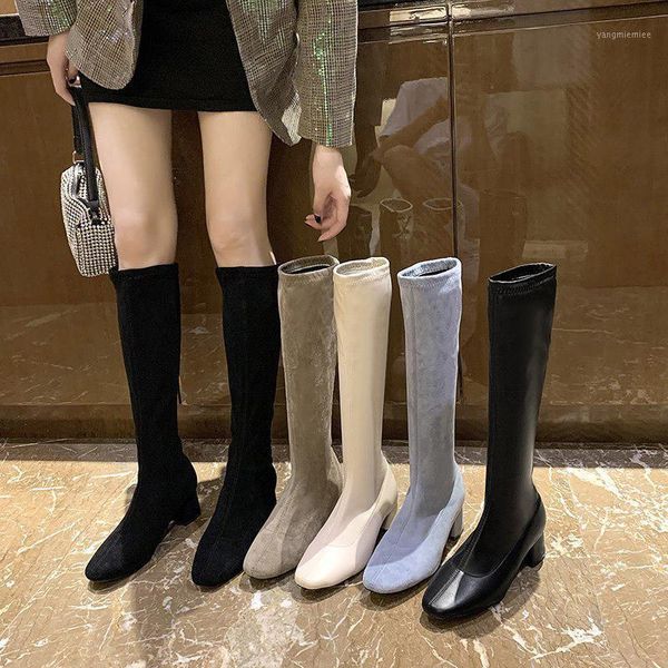 women's boots knee high boots stretch flock square heels shoes autumn winter woman shoes black square toe fashion new 20201
women's boots knee high boots stretch flock square heels shoes autumn winter woman shoes black square toe fashion new 20201