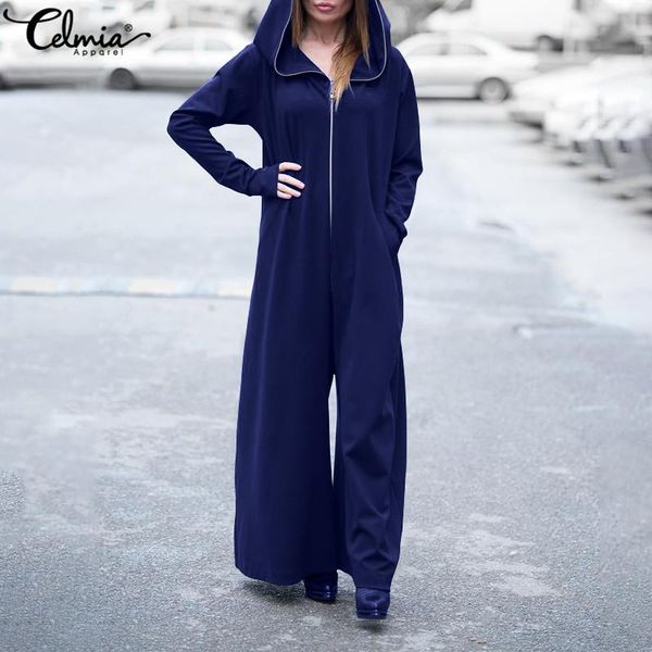 hooded jumpsuits celmia stylish long sleeve solid women romper vintage casual zipper overalls loose wide leg hoody playsuits 7, Black;white
hooded jumpsuits celmia stylish long sleeve solid women romper vintage casual zipper overalls loose wide leg hoody playsuits 7, Black;white