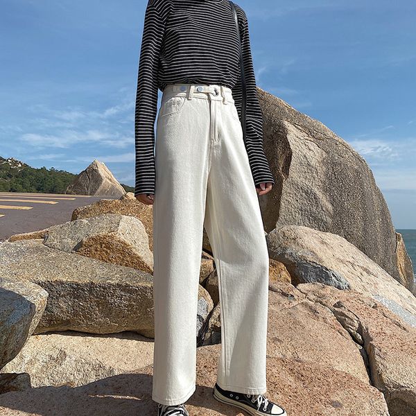 autumn women loose wide legs straight jeans lady students denim high waist length pants female streetwear white cropped trousers y1214, Blue
autumn women loose wide legs straight jeans lady students denim high waist length pants female streetwear white cropped trousers y1214, Blue