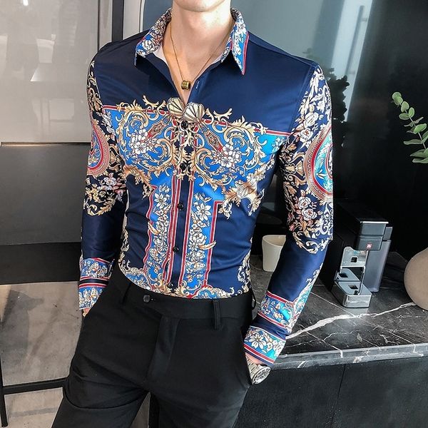 2020 retro luxury men's shirts long sleeve streetwear casual slim fit shirt social party blouse men clothing camisas para hombre 1021, White;black
2020 retro luxury men's shirts long sleeve streetwear casual slim fit shirt social party blouse men clothing camisas para hombre 1021, White;black
