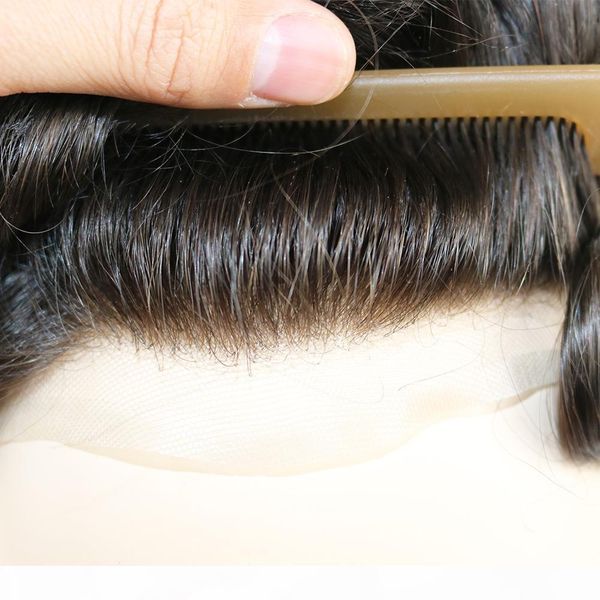 inidan virgin human hair toupee for men with 10x8" soft french lace cap and clearly pu around slight wave men's hair, Black
inidan virgin human hair toupee for men with 10x8" soft french lace cap and clearly pu around slight wave men's hair, Black