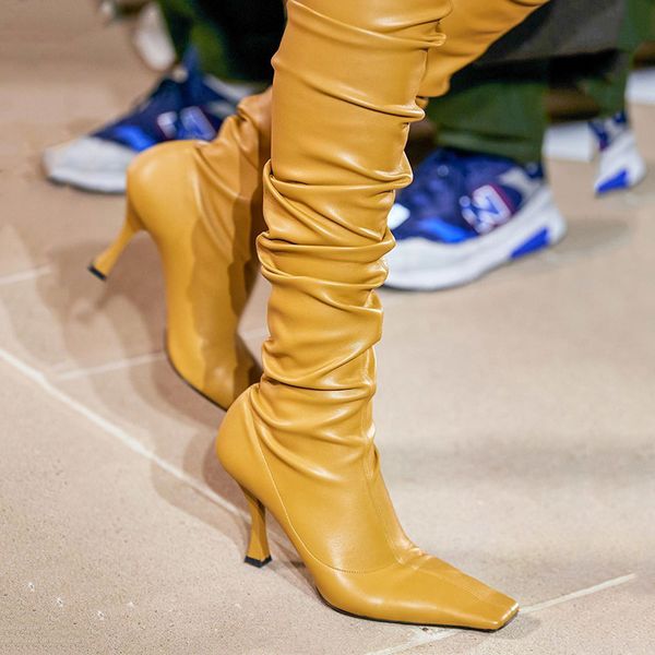 2021 new winter knee high boots women vintage square toe high heel thigh high booties slim fit over the knee boots runway shoes, Black
2021 new winter knee high boots women vintage square toe high heel thigh high booties slim fit over the knee boots runway shoes, Black