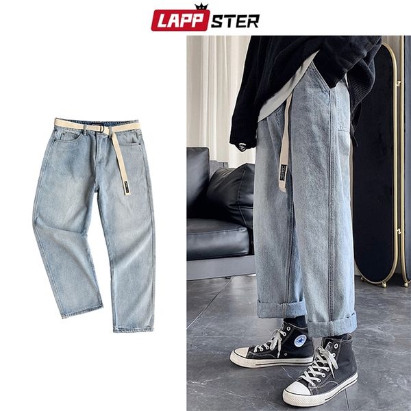lappster men blue jeans blue belt straight harem pants man japanese streetwear hip hop denim male loose wide leg pants 201223
lappster men blue jeans blue belt straight harem pants man japanese streetwear hip hop denim male loose wide leg pants 201223