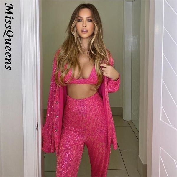 sequins suit women long sleeve shirt bra wide leg pants three pieces set fashion female party club casual 220315, White
sequins suit women long sleeve shirt bra wide leg pants three pieces set fashion female party club casual 220315, White