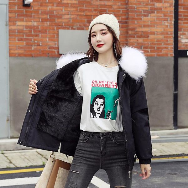 women's down & parkas female cold coat 2021 hooded wool liner short style winter jacket solid plus size casual thick fur collar woman, Black
women's down & parkas female cold coat 2021 hooded wool liner short style winter jacket solid plus size casual thick fur collar woman, Black