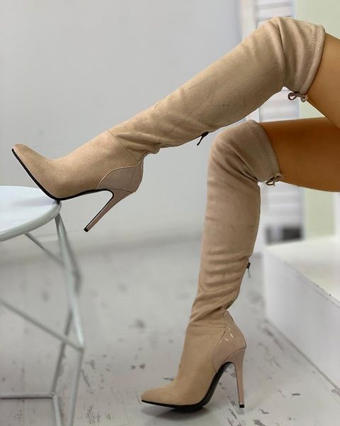 boots 2021 women fashion elegant zippper suede long thigh high heel pointed toe over the knee spring autumn ladies, Black
boots 2021 women fashion elegant zippper suede long thigh high heel pointed toe over the knee spring autumn ladies, Black