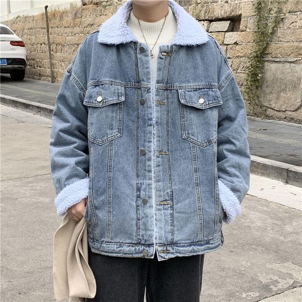 winter thick denim jacket men's warmth fashion retro casual lamb fur jacket men streetwear loose korean short coat mens clothes1, Black
winter thick denim jacket men's warmth fashion retro casual lamb fur jacket men streetwear loose korean short coat mens clothes1, Black