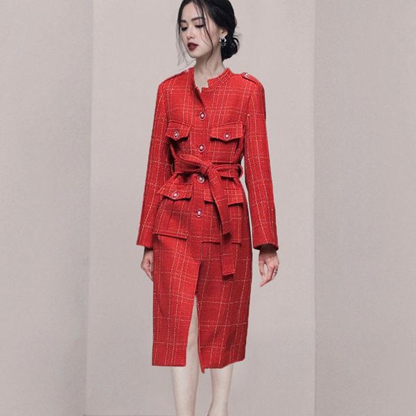 women's trench coats runway autumn winter dow tweed wool coat fashion women single breasted thick plaid red woolen belt woollen, Tan;black
women's trench coats runway autumn winter dow tweed wool coat fashion women single breasted thick plaid red woolen belt woollen, Tan;black