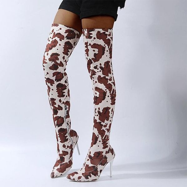 women milk cow color over the knee boots women's stretch fabric thigh high boots ladoes pointed toe thin high heels female shoes, Black
women milk cow color over the knee boots women's stretch fabric thigh high boots ladoes pointed toe thin high heels female shoes, Black