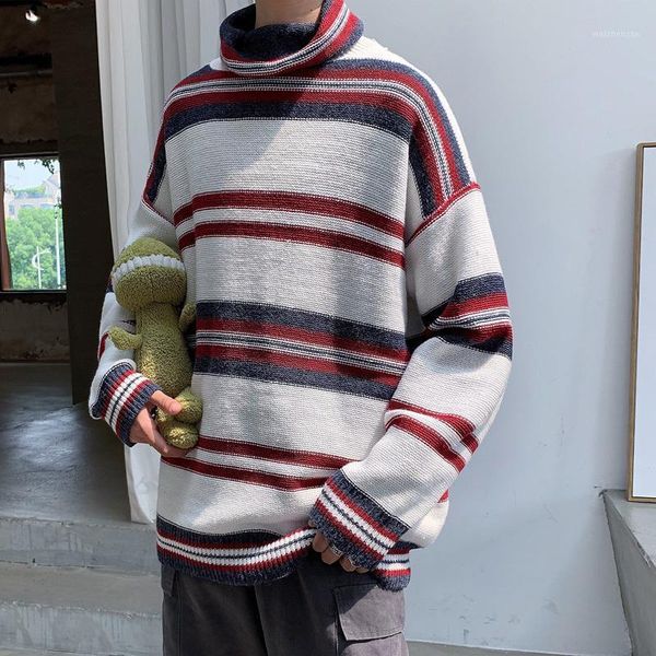 2019 autumn and winter new korean men's european and american printed loose striped casual pullover sweater1, White;black
2019 autumn and winter new korean men's european and american printed loose striped casual pullover sweater1, White;black