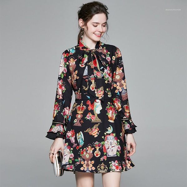 casual dresses women ruffle bow tie mini dress ladies flare sleeve flower vase print runway angel vintage long party1, Black;gray
casual dresses women ruffle bow tie mini dress ladies flare sleeve flower vase print runway angel vintage long party1, Black;gray