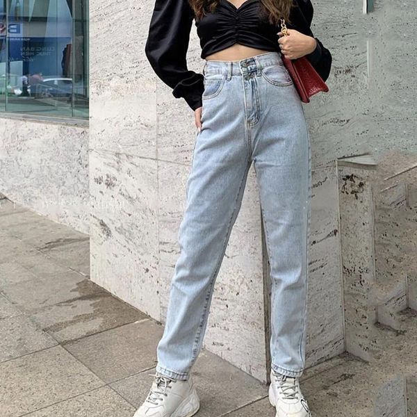 women's jeans 2021 autumn chic high waisted jean femme washed straight leg vintage harem pants korean denim womens mom, Blue
women's jeans 2021 autumn chic high waisted jean femme washed straight leg vintage harem pants korean denim womens mom, Blue