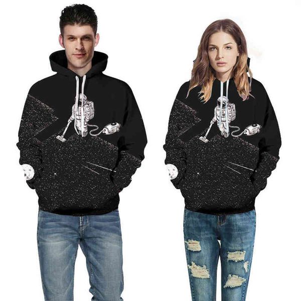 men's nnd women's sweatshirts astronaut weeding digital printed hooded sweater casual versatile couple wear, Black
men's nnd women's sweatshirts astronaut weeding digital printed hooded sweater casual versatile couple wear, Black