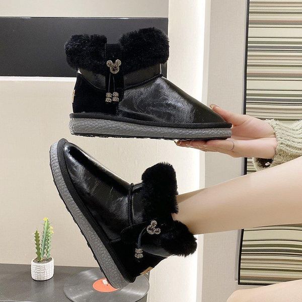 new style female winter boots classic high-quality patent leather snow boots waterproof and warm ladies, Black
new style female winter boots classic high-quality patent leather snow boots waterproof and warm ladies, Black