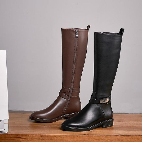new style knee-high boots genuine leather women boots motorcycle warm female winter women shoes womens riding, Black
new style knee-high boots genuine leather women boots motorcycle warm female winter women shoes womens riding, Black
