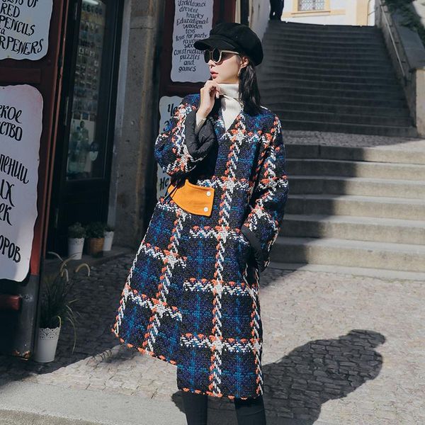 new women's wool blends coat winter 2020 autumn fashion elegant plaid turtleneck plaid slim long tweed woolen outerwear female, Black
new women's wool blends coat winter 2020 autumn fashion elegant plaid turtleneck plaid slim long tweed woolen outerwear female, Black