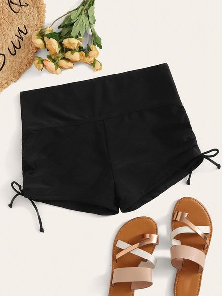 plus ruched tie side swimming shorts y1xk#, Black