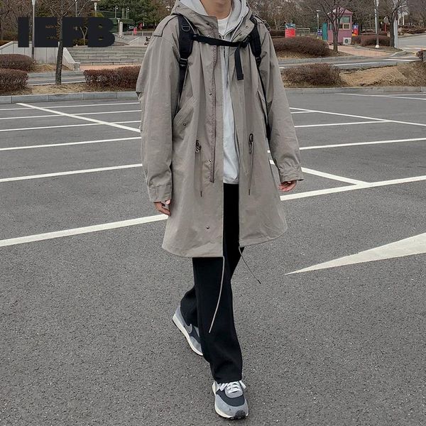 men's trench coats iefb korean hooded windbreaker mid length fashionable handsome work clothes loose casual autumn trend coat for male, Tan;black
men's trench coats iefb korean hooded windbreaker mid length fashionable handsome work clothes loose casual autumn trend coat for male, Tan;black
