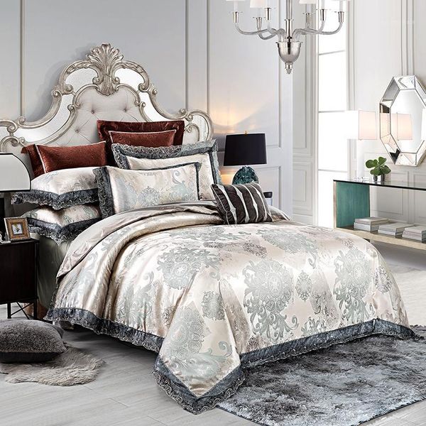 silvery green blue luxury european style jacquard silk bedding set lace duvet cover bed sheet/linen bed 3/4pcs skirt pillowcases1
silvery green blue luxury european style jacquard silk bedding set lace duvet cover bed sheet/linen bed 3/4pcs skirt pillowcases1