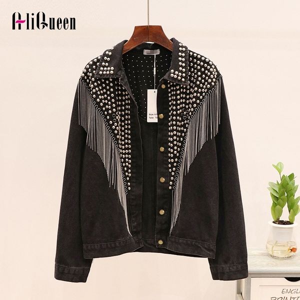 chaquetas mujer 2019 autumn streetwear denim jacket women hand-studded rivet tassel chain short jeans jacket loose black coats y200101, Black;brown
chaquetas mujer 2019 autumn streetwear denim jacket women hand-studded rivet tassel chain short jeans jacket loose black coats y200101, Black;brown