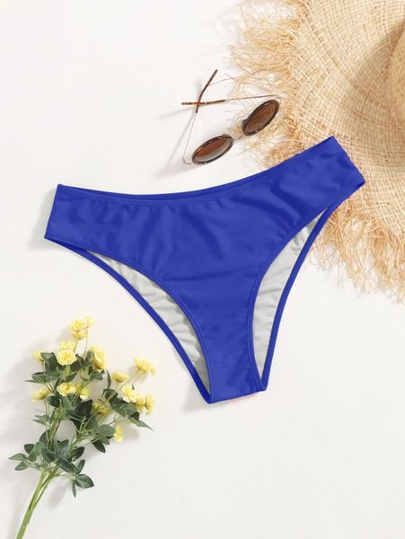 plus solid high waisted swim panty j1kl#, Black