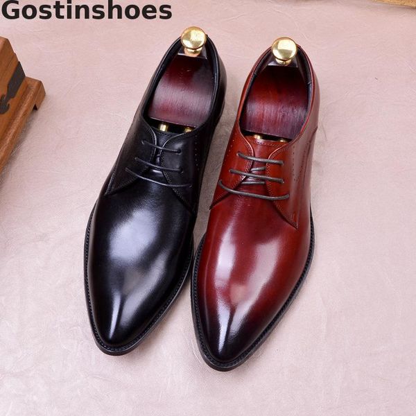 men dress shoes black brown cow leather lace-up pointed toe formal derby shoes for men wedding business office party wear
men dress shoes black brown cow leather lace-up pointed toe formal derby shoes for men wedding business office party wear