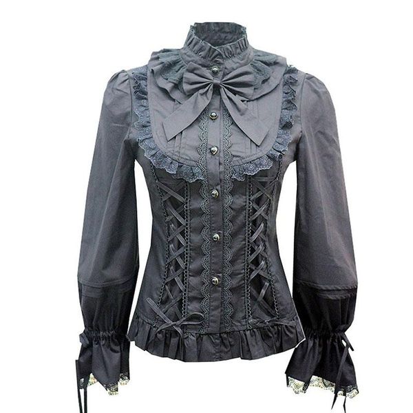 elegant lace-up cotton lace blouse women high collar lolita style slim fit bell sleeves button ruffle shirt for lady women's blouses &, White
elegant lace-up cotton lace blouse women high collar lolita style slim fit bell sleeves button ruffle shirt for lady women's blouses &, White
