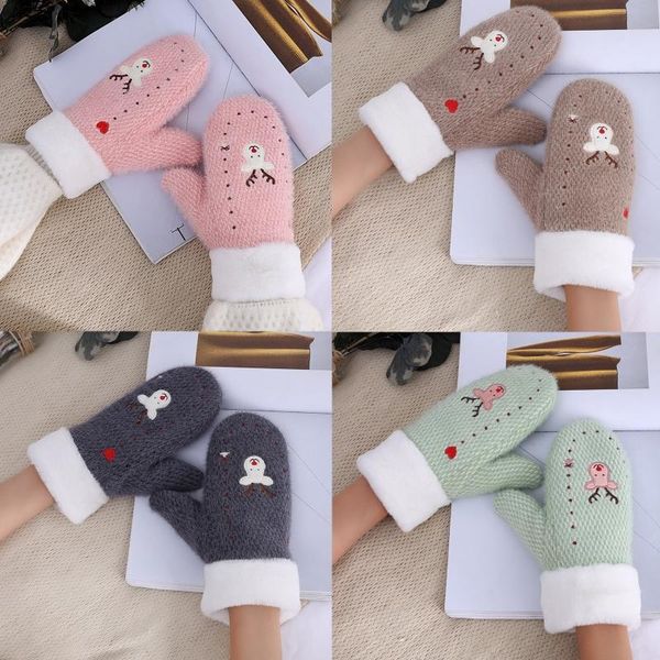 women winter warm christmas knitted full finger gloves cute cartoon elk embroidery thicken plush lined thermal mittens, Blue;gray
women winter warm christmas knitted full finger gloves cute cartoon elk embroidery thicken plush lined thermal mittens, Blue;gray
